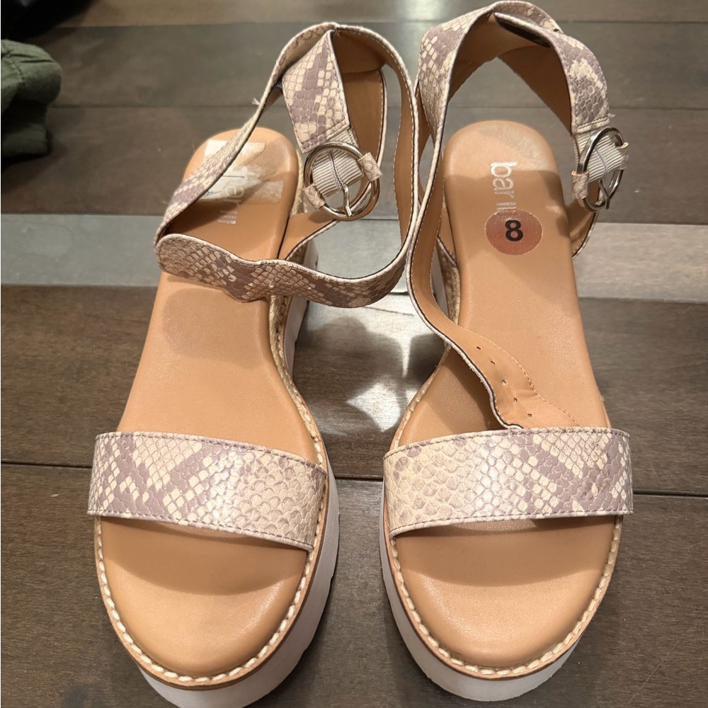 Bar III Beige Snake Print Women's Sandals